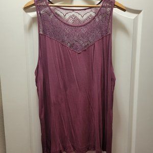 Torrid Super Soft Burgundy Tank with Lace